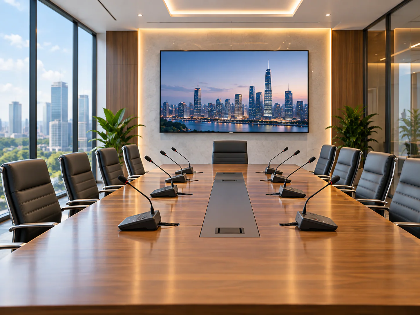 Corporate Boardrooms wired conference system setup