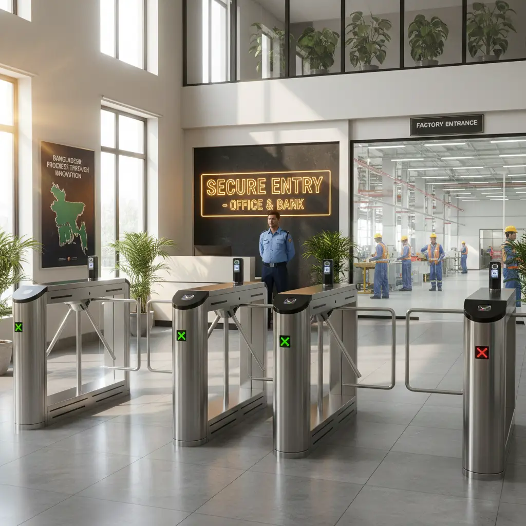 Full-Height Turnstile Gate for Factory & Restricted Entry - Turnstile Gate Access Control System
