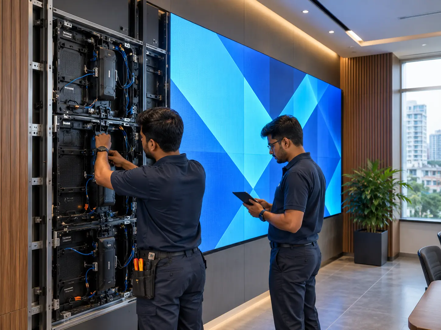 Illustrative LED display engineering and technical support scene