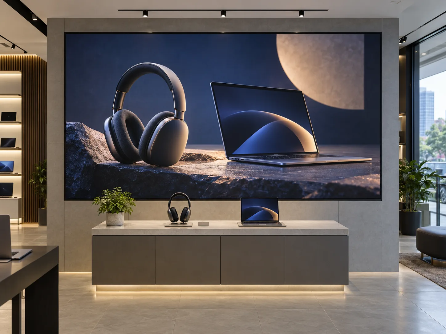 LED display in an electronics experience center